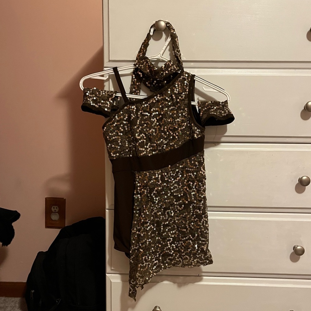 art stone brown sequined dance costume